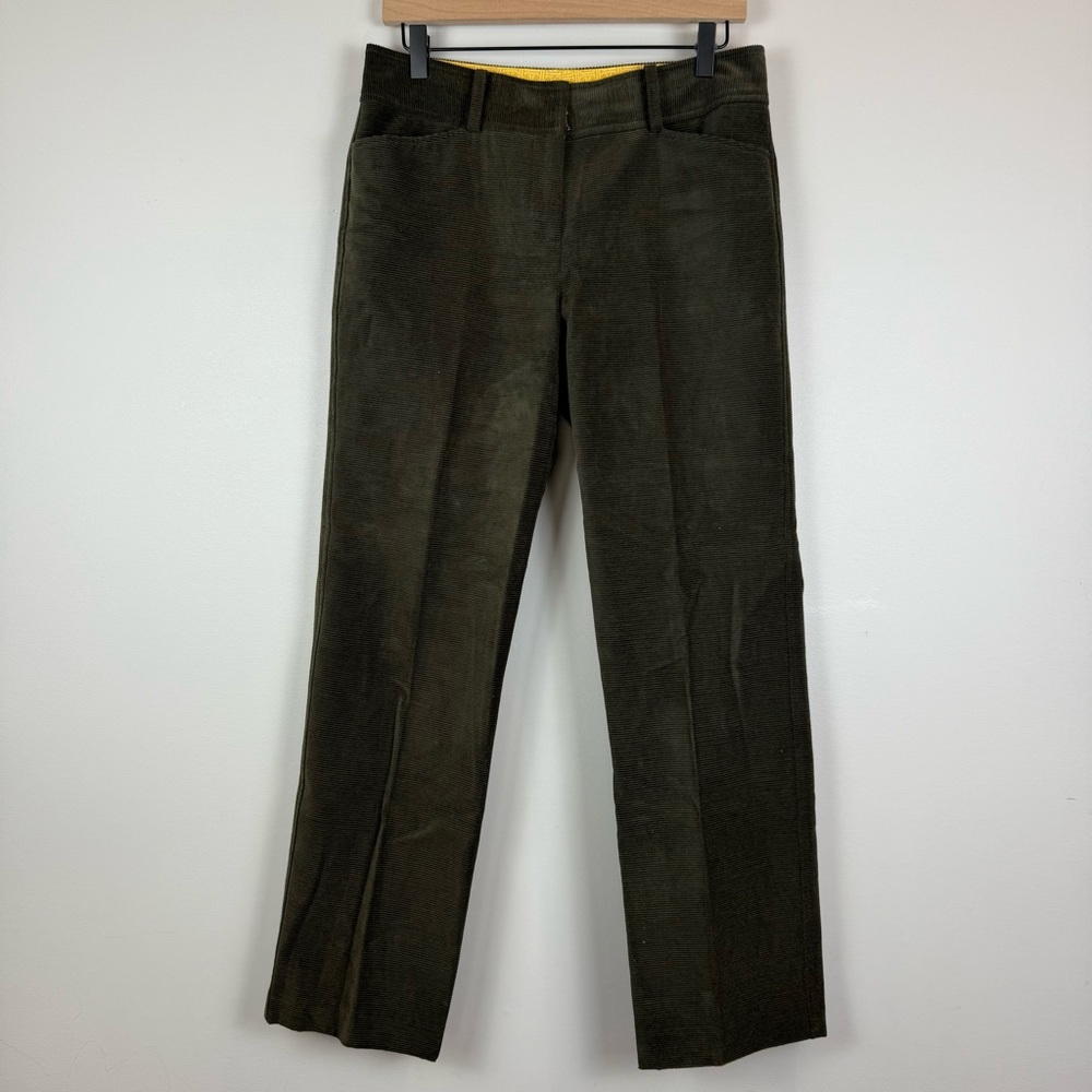 J.Mclaughlin Pants Women's 6 Olive Green Corduroy Straight Leg Trousers Classic